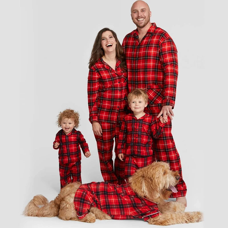 Christmas Matching Pajamas Plaid Cotton For The Whole Family Including Your Dog