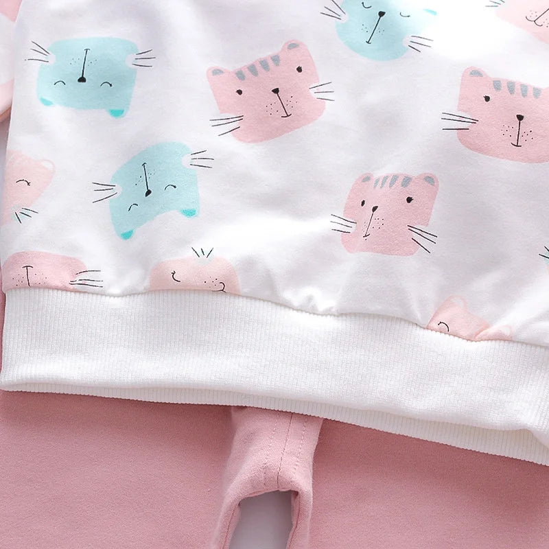 Kitty Print Tracksuit Set