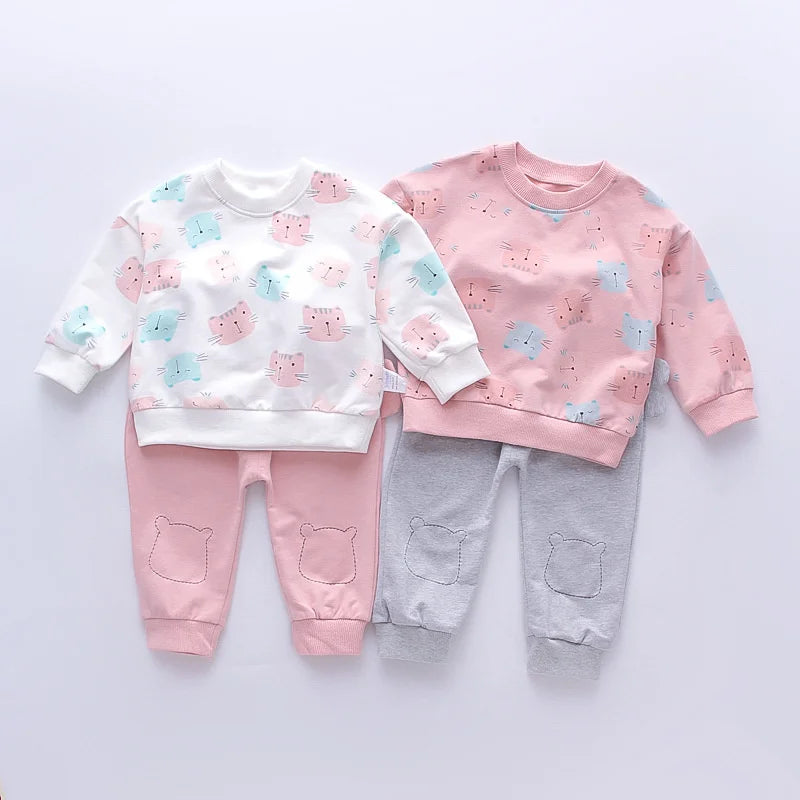 Kitty Print Tracksuit Set