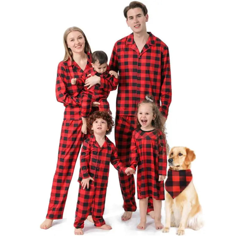 Christmas Matching Pajamas Plaid Cotton For The Whole Family Including Your Dog