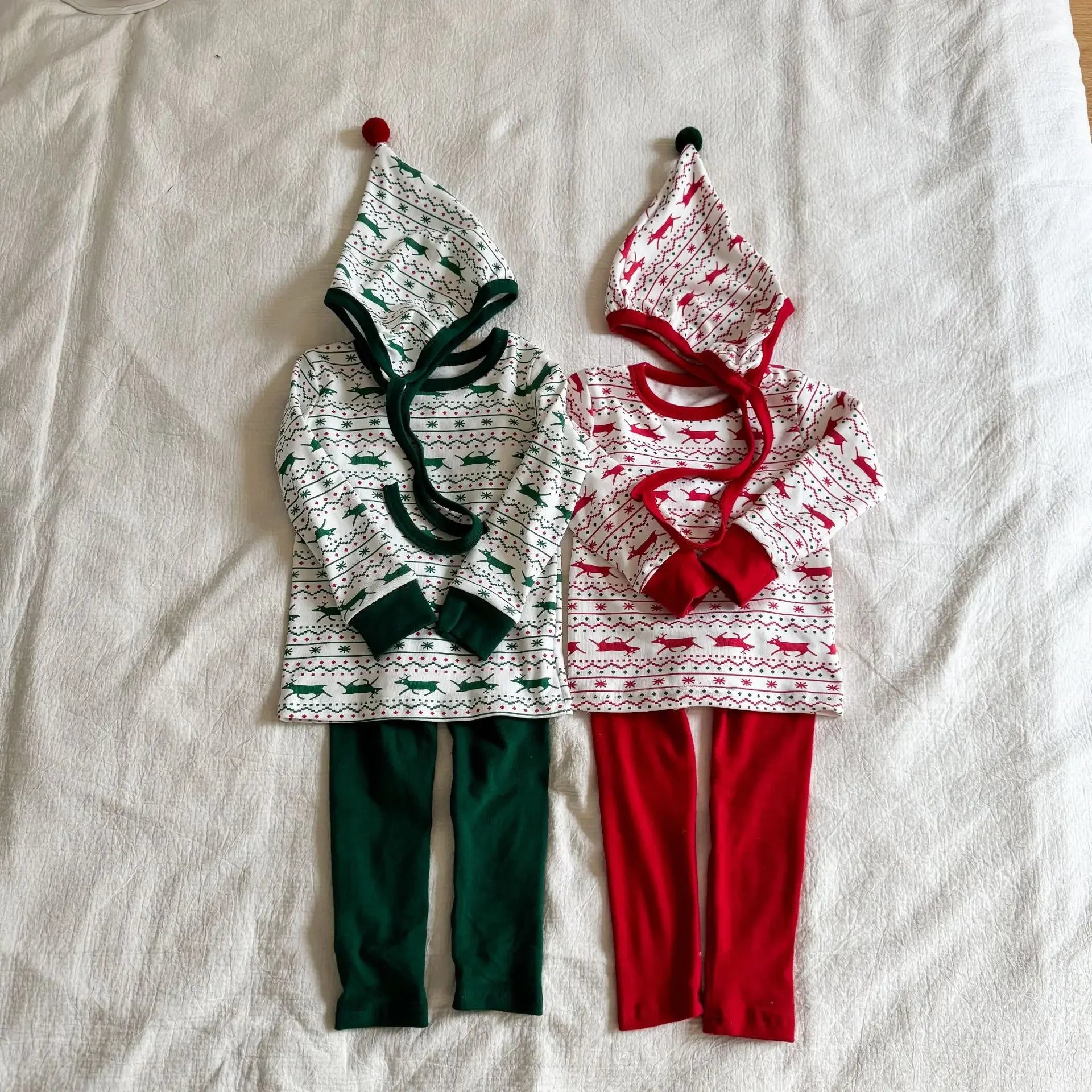Christmas Pajamas Set With Reindeer Print 3 Pcs
